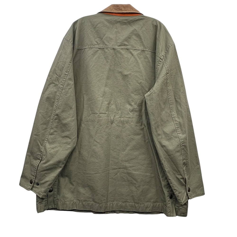 Men's Olive Green Jacket with Brown Collar - Picture 2 of 12